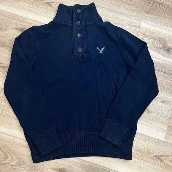 AMERICAN EAGLE OUTFITTERS QUARTER ZIP PULLOVER BLUE SWEATER SIZE MEDIUM - Picture 1 of 6